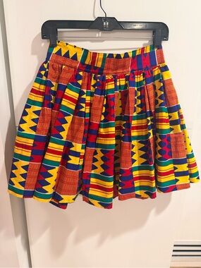 Handmade West African African Print Kente Style Full Skirt Small